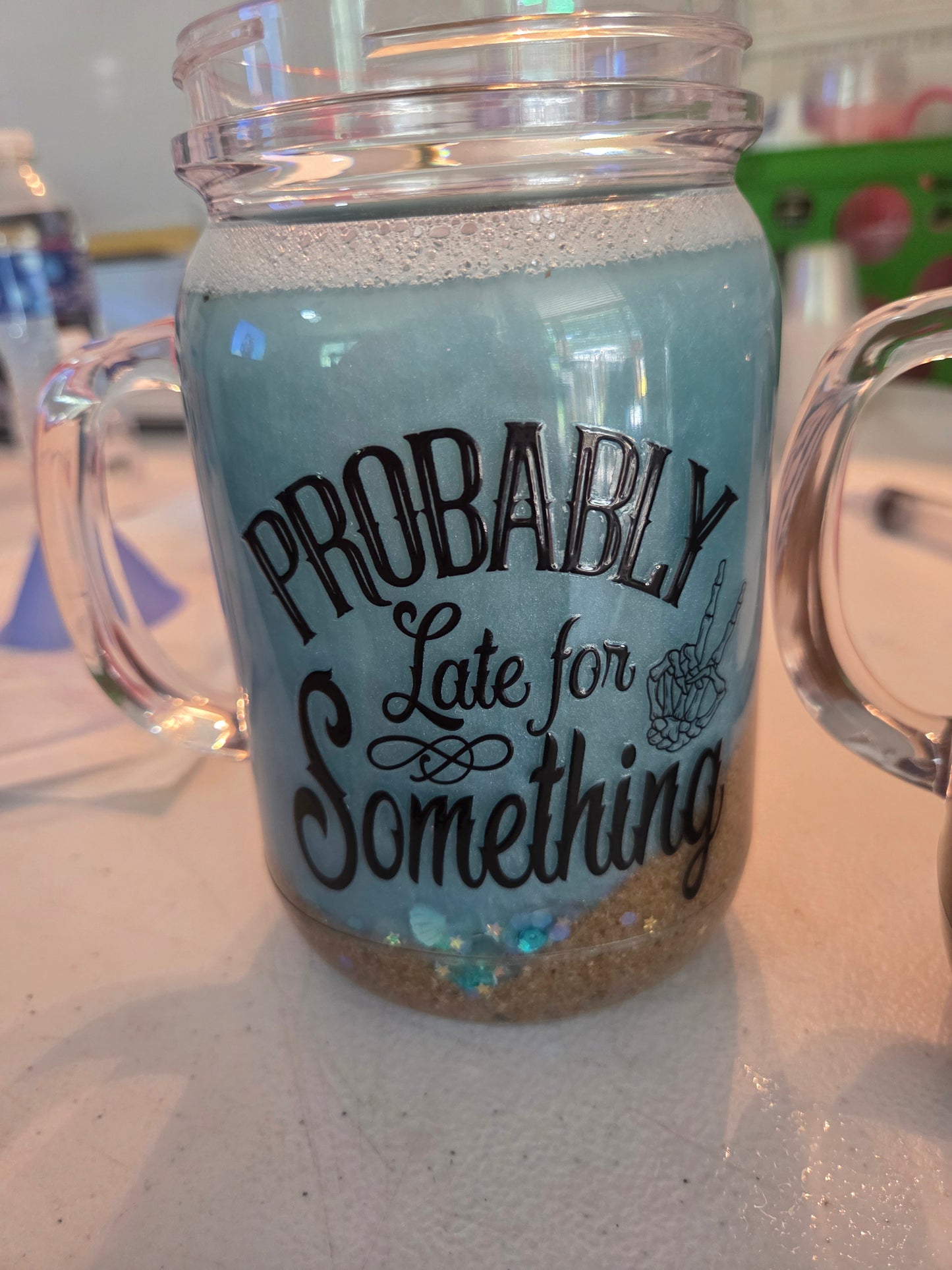 Beach Mason Jar plastic tumbler