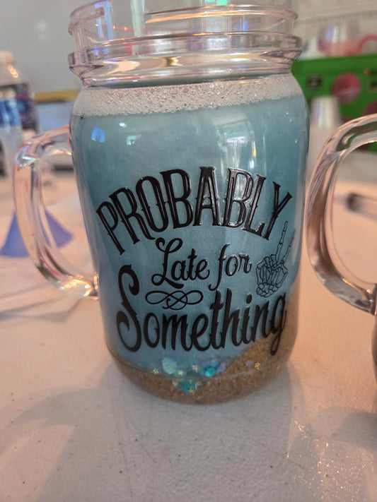 Beach Mason Jar plastic tumbler